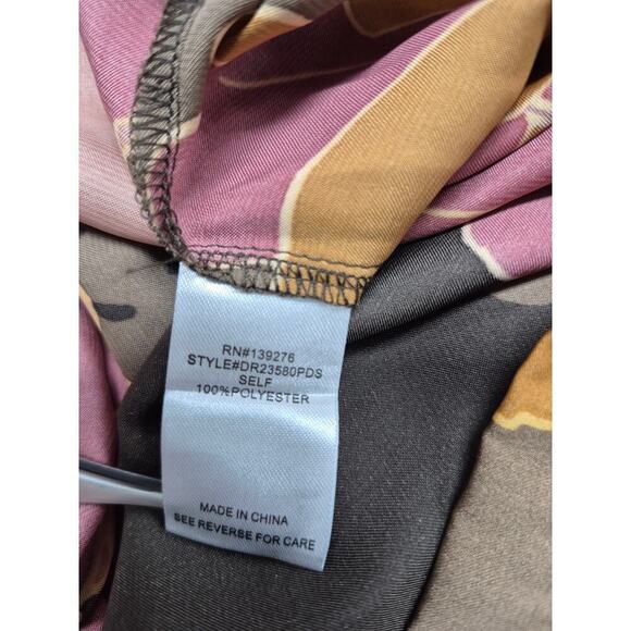 NWOT DR2 Romantic Satin Floral Blouse Tie Waist Button Down Balloon Sleeve Sz L - Picture 7 of 7